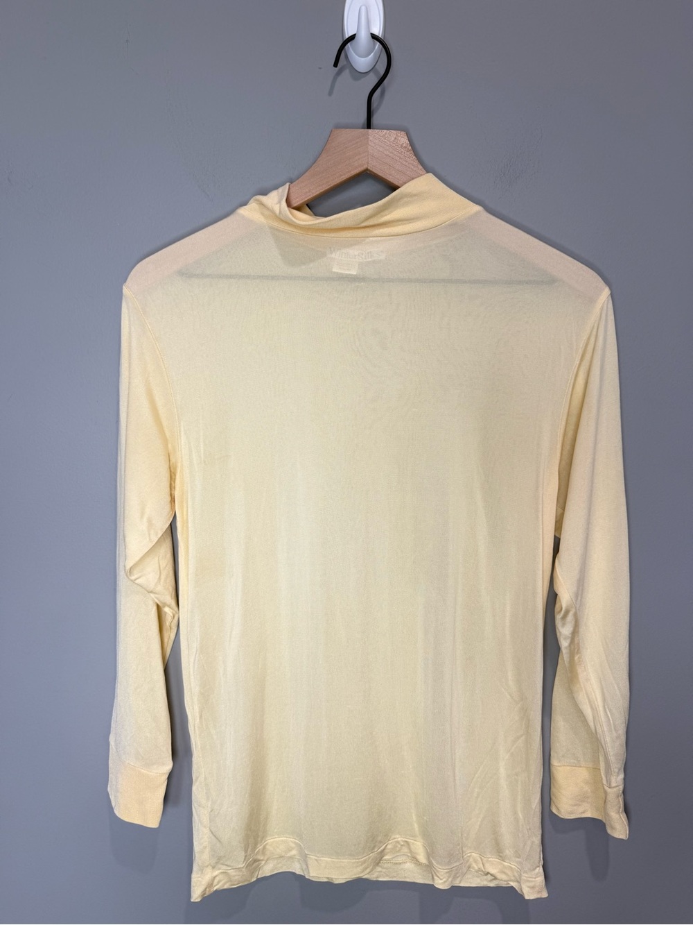 WinterSilks 100% Pure Silk Mock Neck Top Cream Yellow Medium